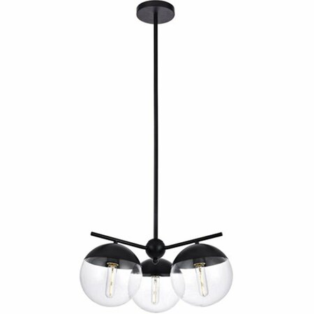 CLING Eclipse 3 Lights Pendant Ceiling Light with Clear Glass Black CL2961433